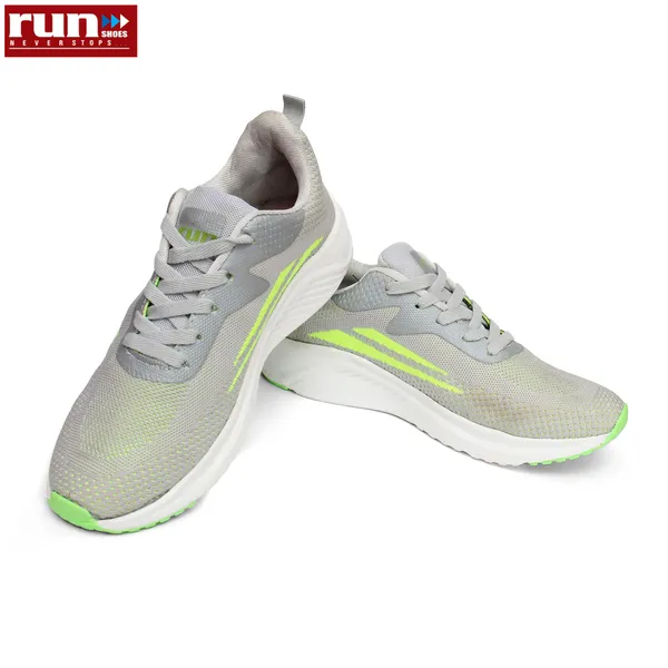 Run Shoes Grey/Parrot Green Running Shoes For Men (7138)